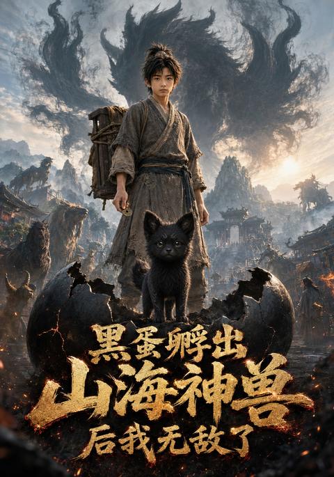 《黑蛋孵出山海神兽后我无敌了》短剧海报